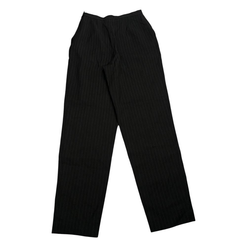 Ann Taylor Loft Black Pinstripe Wool Blend Straight Leg Dress Pants Size 10